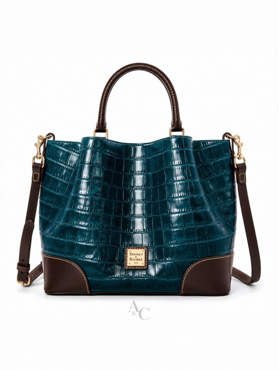 Dooney & Bourke Handbags - Dooney & Bourke Oakdale Brenna Croc Embossed Leather Bag Deep Teal NWT Rare